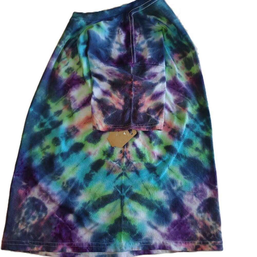 Handmade Abstract Tie Dye T-Shirt Green Purple Black Blue Pink Kids Size Medium - Picture 14 of 16